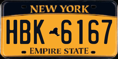 NY license plate HBK6167