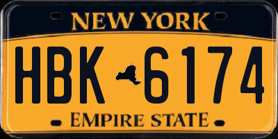 NY license plate HBK6174
