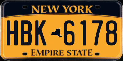 NY license plate HBK6178