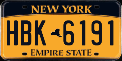 NY license plate HBK6191