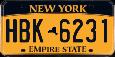 NY license plate HBK6231