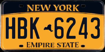 NY license plate HBK6243