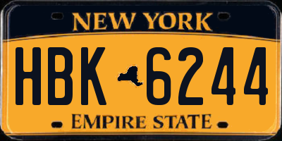 NY license plate HBK6244