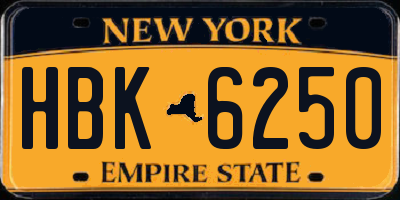 NY license plate HBK6250