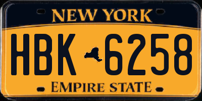 NY license plate HBK6258