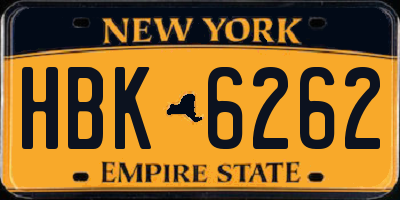 NY license plate HBK6262