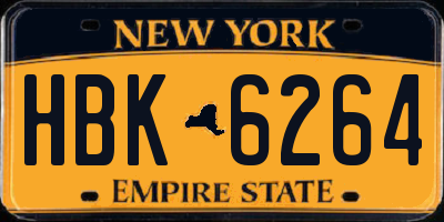 NY license plate HBK6264