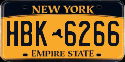 NY license plate HBK6266