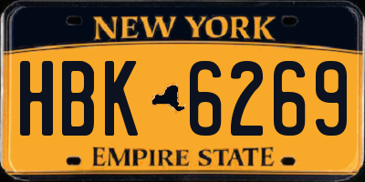 NY license plate HBK6269