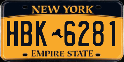NY license plate HBK6281