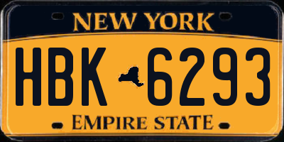 NY license plate HBK6293