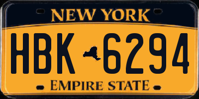 NY license plate HBK6294