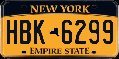 NY license plate HBK6299