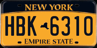 NY license plate HBK6310