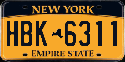NY license plate HBK6311