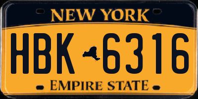 NY license plate HBK6316