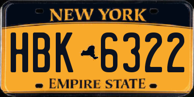 NY license plate HBK6322