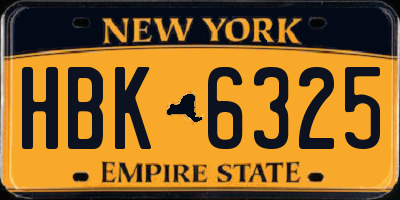 NY license plate HBK6325