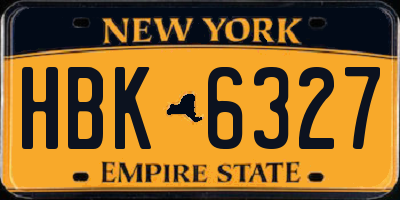 NY license plate HBK6327