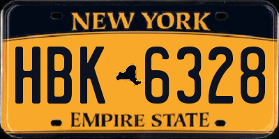 NY license plate HBK6328