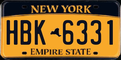 NY license plate HBK6331