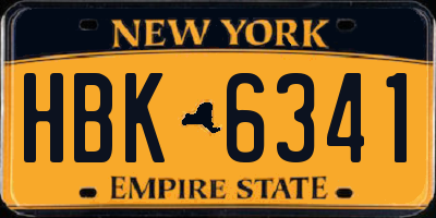 NY license plate HBK6341