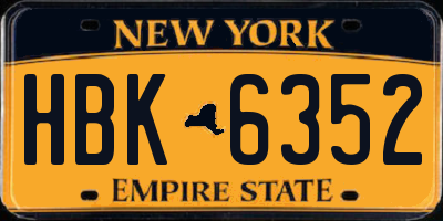 NY license plate HBK6352