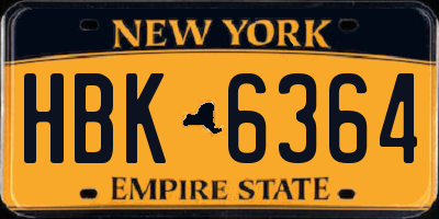 NY license plate HBK6364