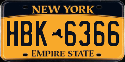 NY license plate HBK6366
