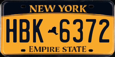 NY license plate HBK6372