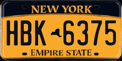 NY license plate HBK6375