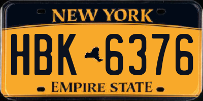 NY license plate HBK6376