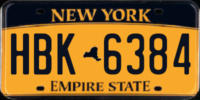 NY license plate HBK6384