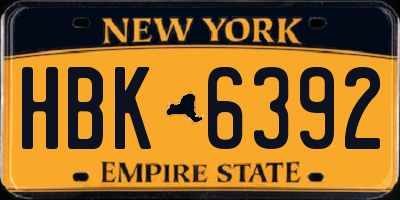NY license plate HBK6392