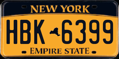 NY license plate HBK6399