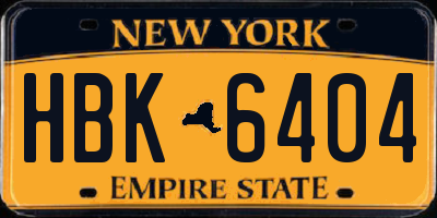 NY license plate HBK6404