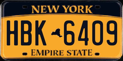 NY license plate HBK6409