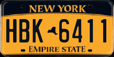 NY license plate HBK6411