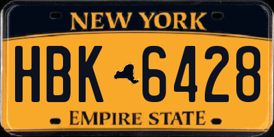 NY license plate HBK6428