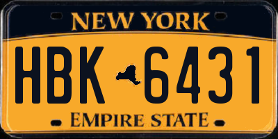 NY license plate HBK6431