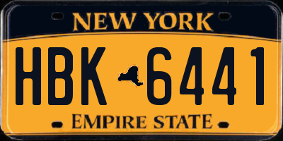 NY license plate HBK6441