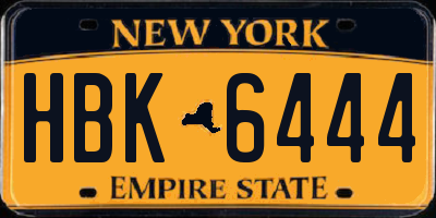 NY license plate HBK6444