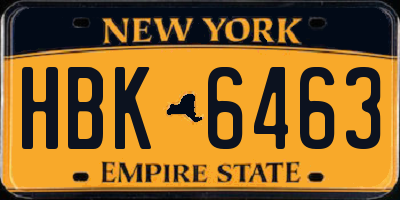 NY license plate HBK6463