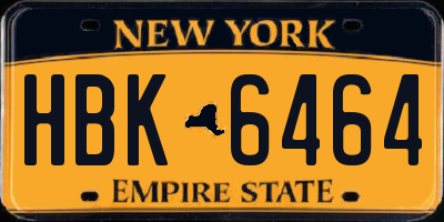 NY license plate HBK6464