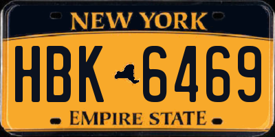 NY license plate HBK6469