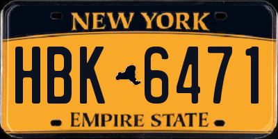NY license plate HBK6471