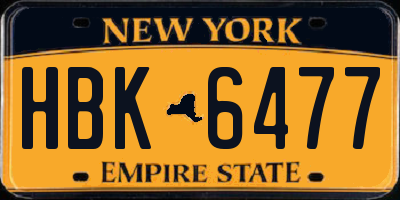 NY license plate HBK6477