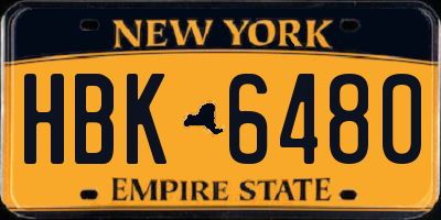 NY license plate HBK6480