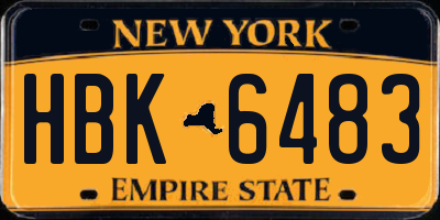 NY license plate HBK6483
