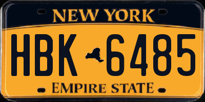 NY license plate HBK6485